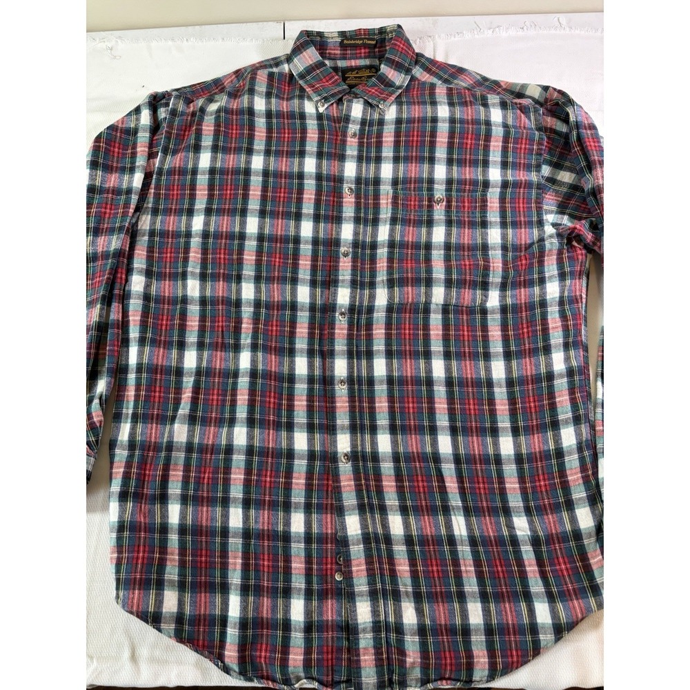 Lands End  Bainbridge Flannel/Plaid Button Down Shirt Cotton Men's XL Long Sleev